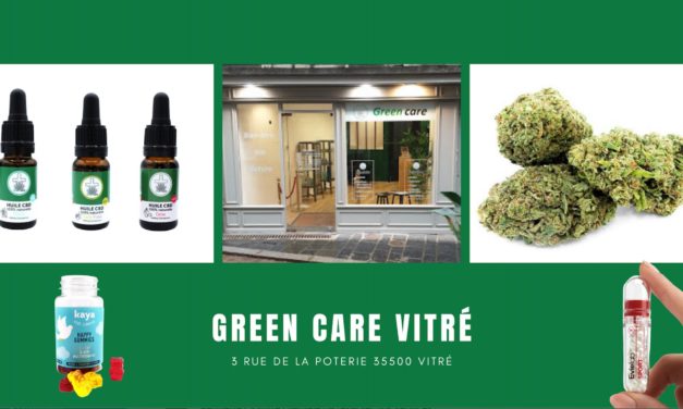 Votre boutique Green Care à Vitré (entre Rennes et Fougères) vous propose de venir découvrir toutes les nouveautés (CBD, THÉ, HUILE, E-LIQUIDE, COSMÉTIQUE ET FLEURS).