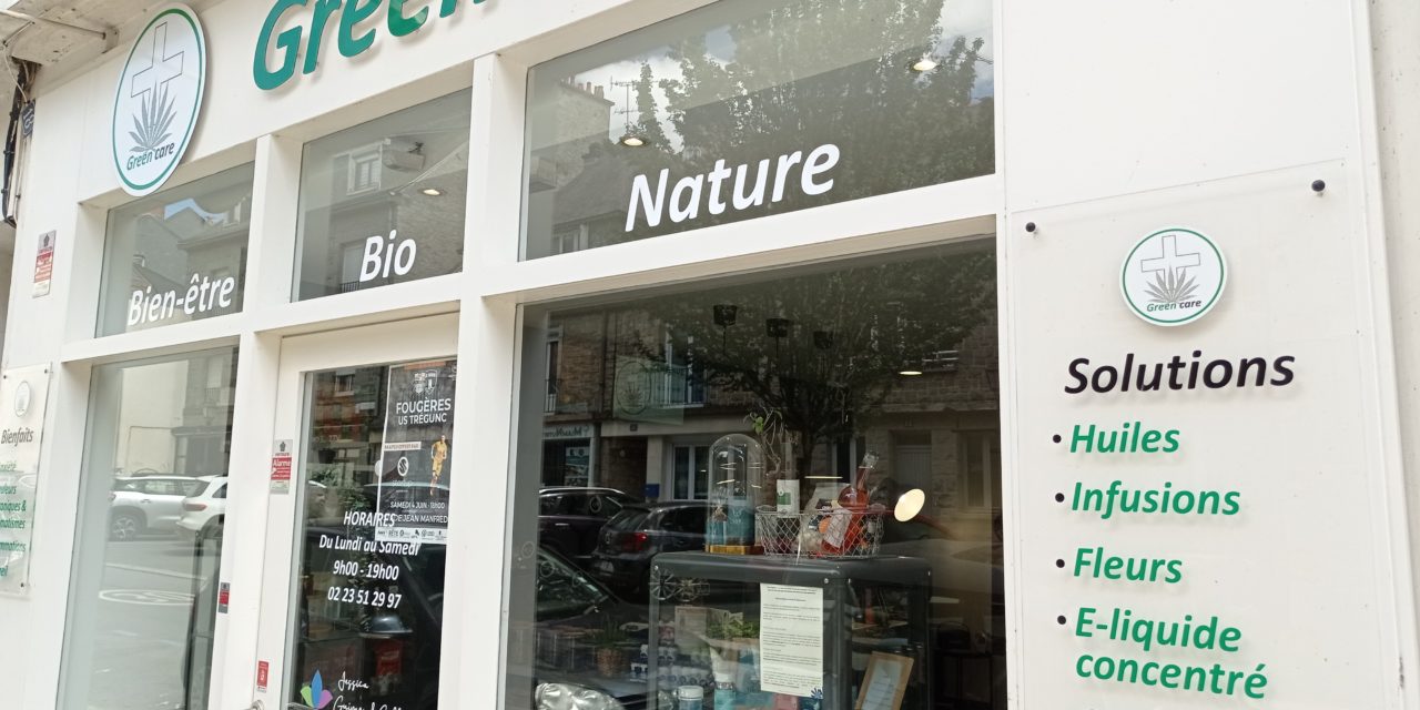 Découvrez Green Care au 18 rue de la Forêt à Fougères. Votre spécialiste du CBD (Thé, Huile, E-Liquide, Cosmétique, Fleurs).