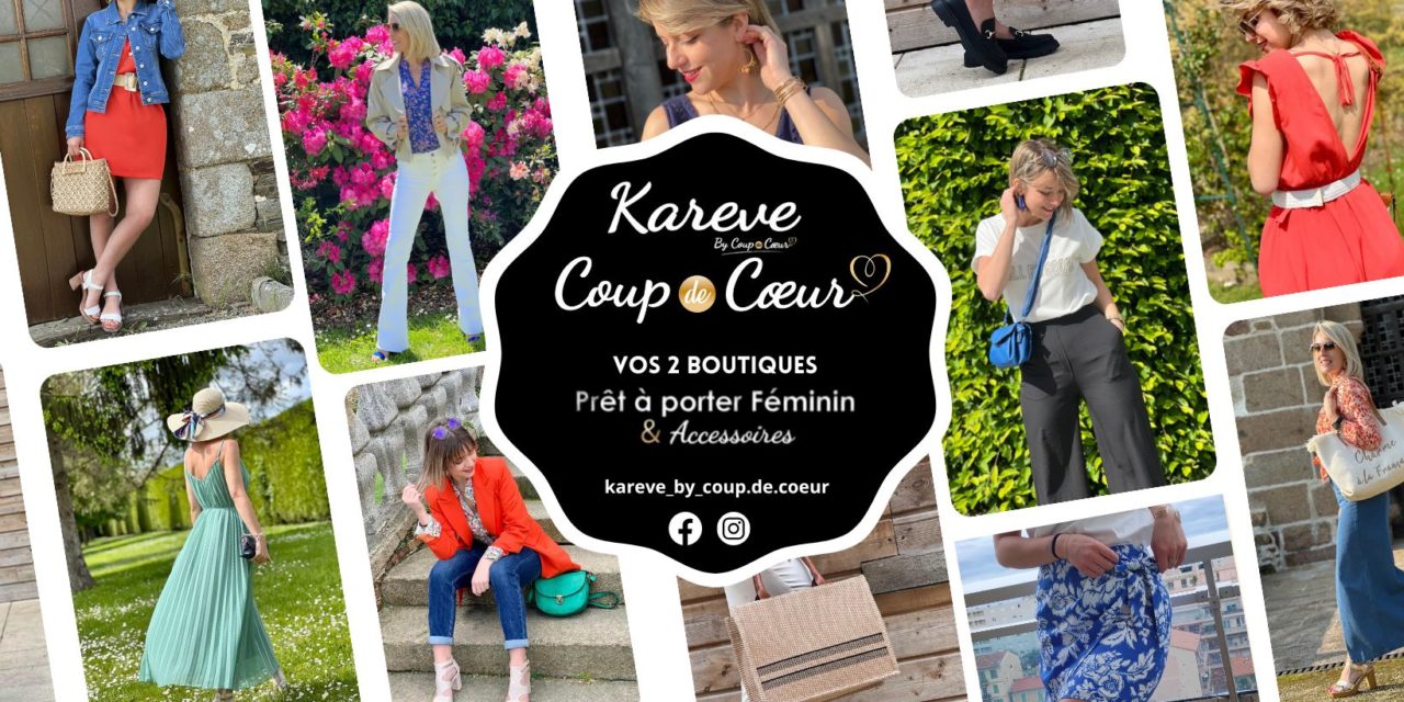 Prêt à Porter Féminin & Accessoires. 2 boutiques aux codes actuels de la mode KAREVE (St Hilaire du Harcouët) et COUP DE COEUR (Ducey). Pleins d’idées cadeaux.