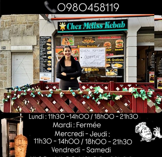 Chez Méliss Kébab à Gorron (53 Mayenne). Restauration sur place et à emporter (Restaurant). Venez découvrir nos spécialités ! Kebabs, burgers, Paninis, tacos, frites et nos pâtisseries orientales.